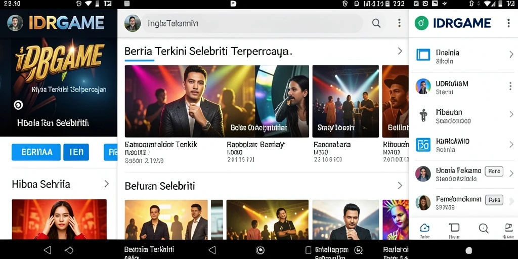 Antarmuka IDRGAME yang menarik dan informatif untuk berita selebriti.