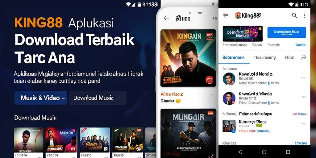 Tampilan antarmuka aplikasi KING88 dengan fitur Download Musik yang mudah diakses.