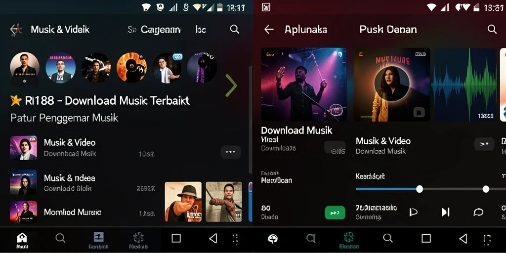 Antarmuka RI188 yang sederhana dan intuitif untuk Download Musik.
